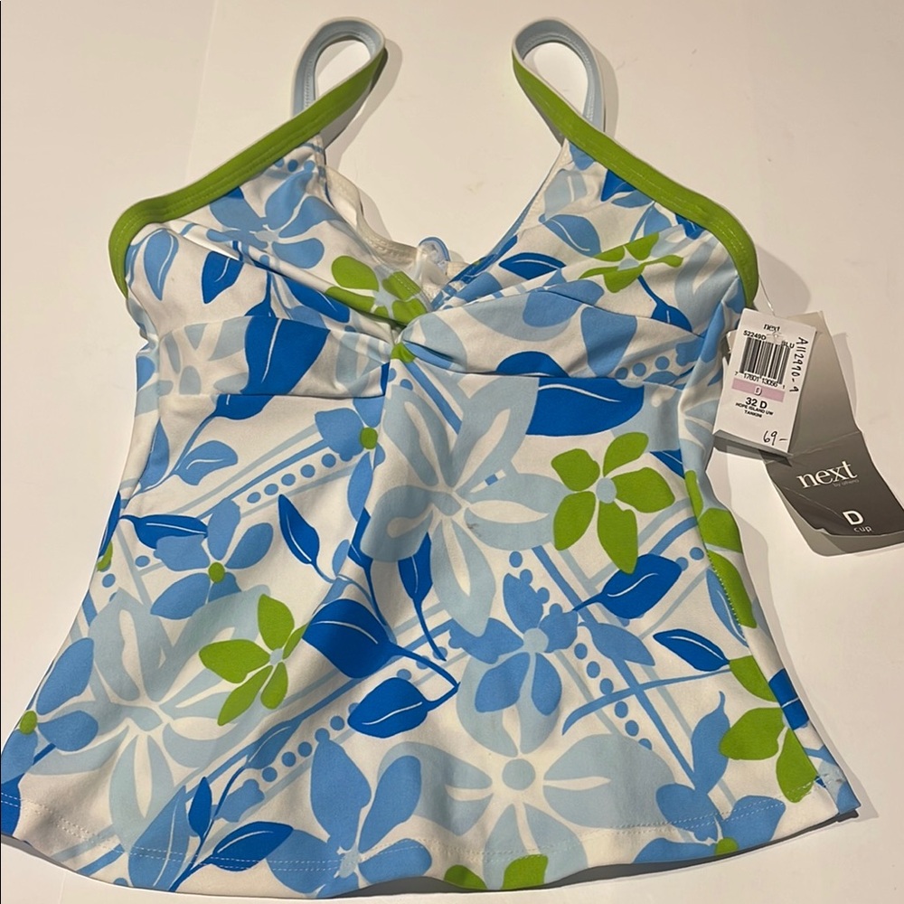 🎉JAG 32D NWT Floral Blue and Green Tank Top tankini swim $69